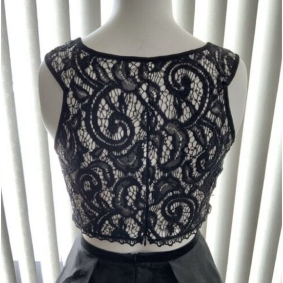 BCX Dress Junior 7 Black White Two Piece Lace Illusion Prom Formal Occasion - Picture 5 of 12